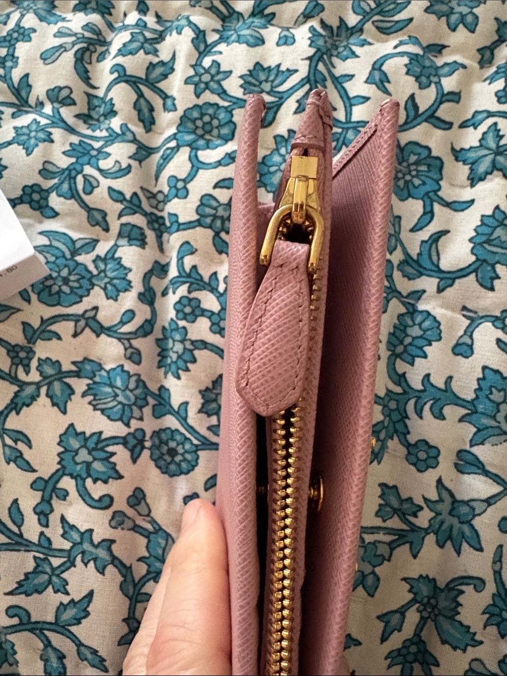 Prada Pink Saffiano Zip-Around Wallet with Gold Logo - Picture 10 of 13